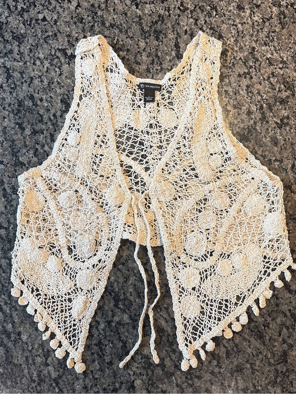 new directions Crochet Tie-Front Tank Vest - Cream